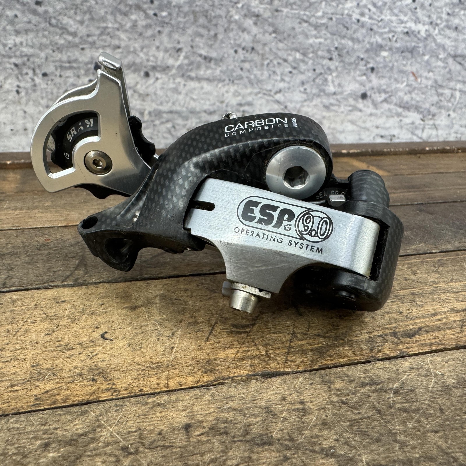 Vintage SRAM ESP 9.0 Rear Derailleur Long Cage Carbon Black 225g 90s MTB
