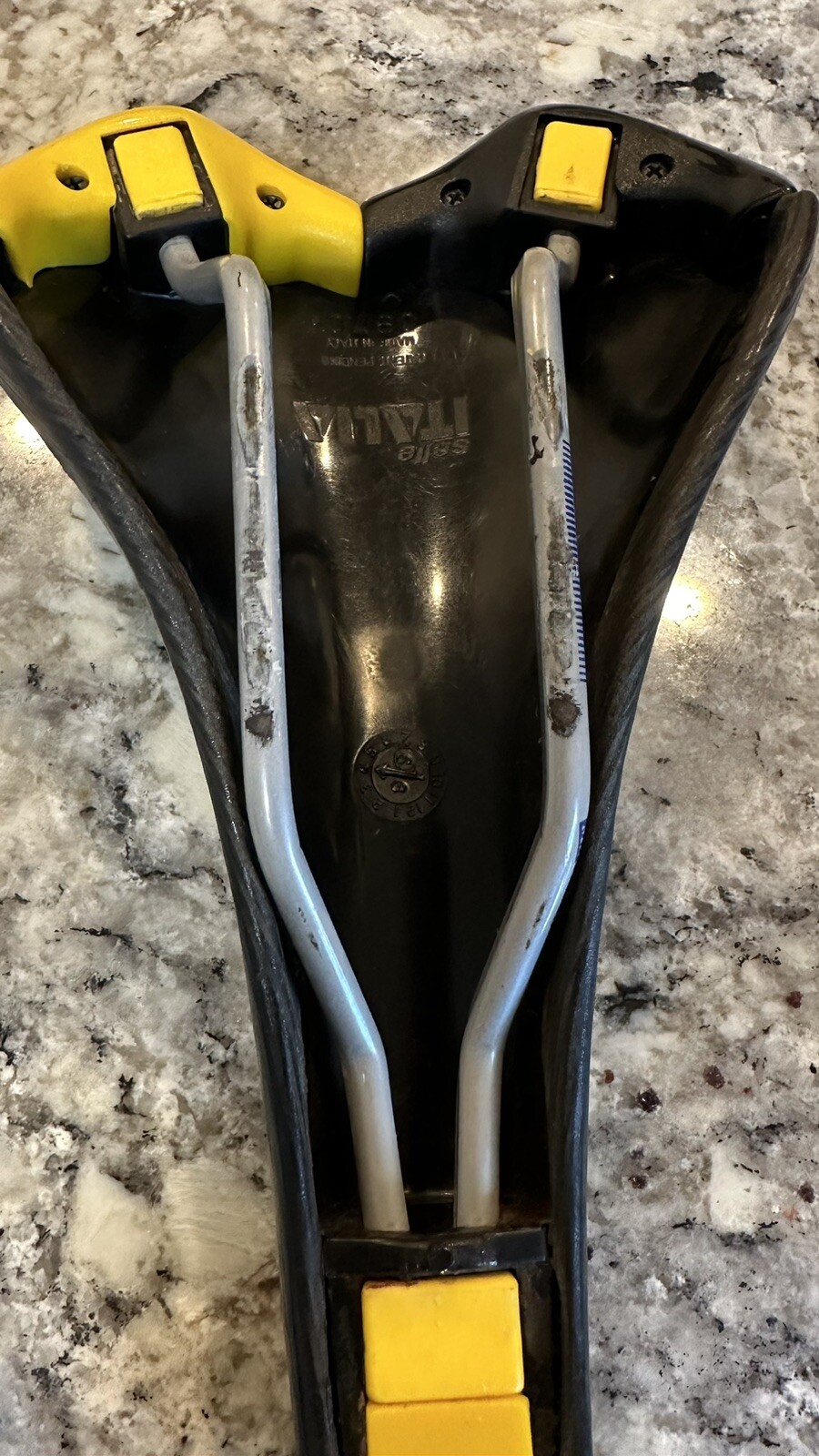 1999 Selle Italia Turbomatic 3 Black Leather Manganese Rail Saddle,Used Vintage