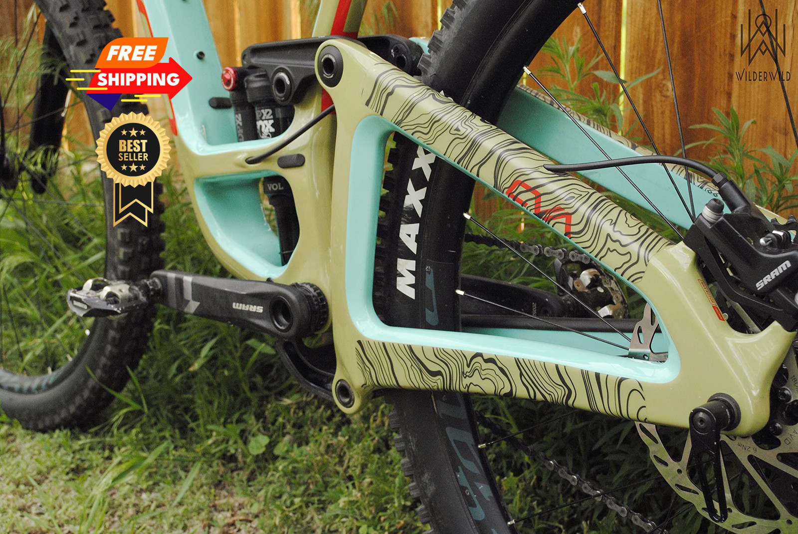 WilderWild Bike Frame Protection Tape- Universal, Topographic Marble Matte
