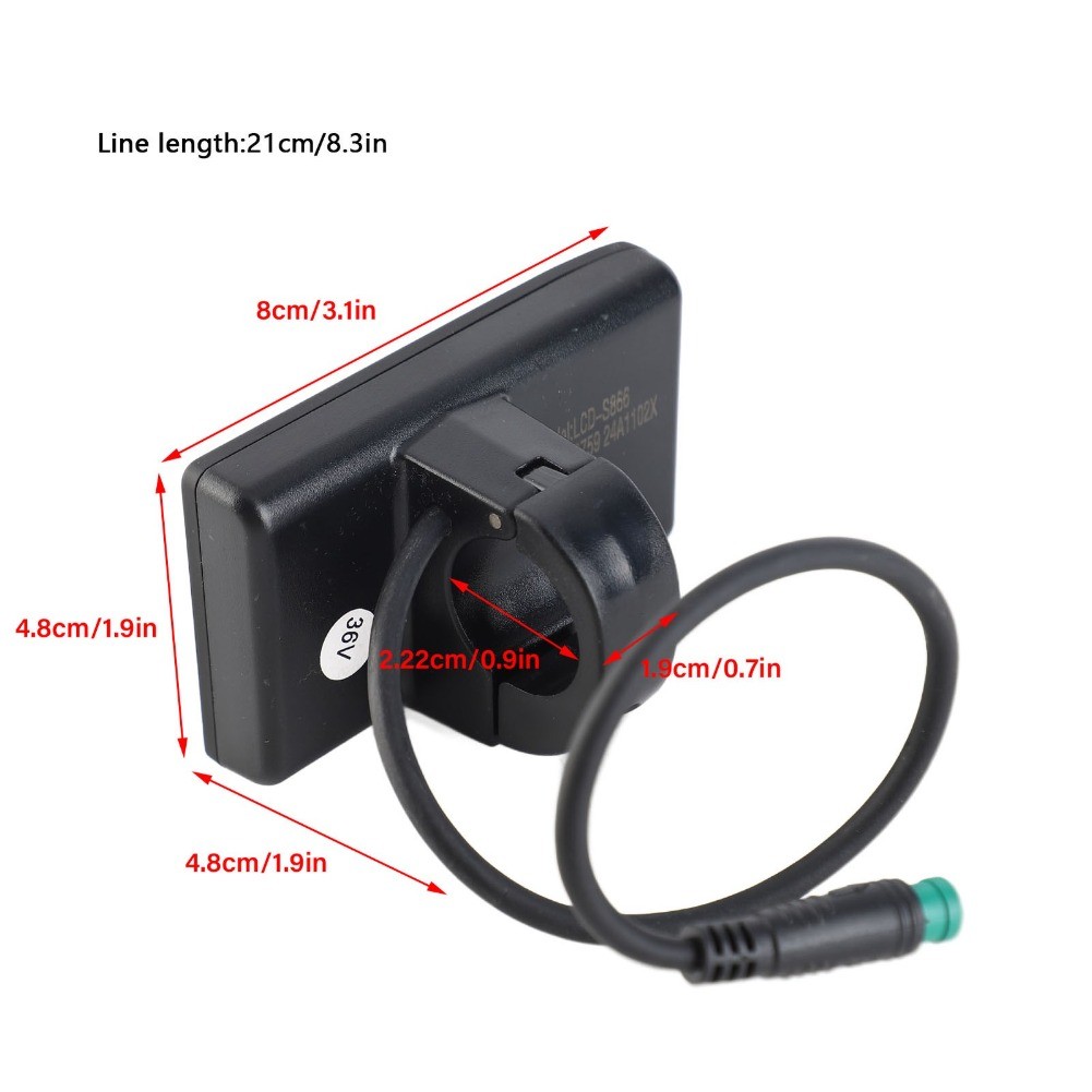 E-Bike S866 LCD Display Meter 24V 36V 48V Control Panel with Waterproof Plug