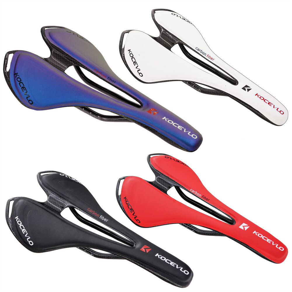 KOCEVLO Leather Carbon Fiber Saddles Oval Rail Seat 270*143mm For MTB Road Bike