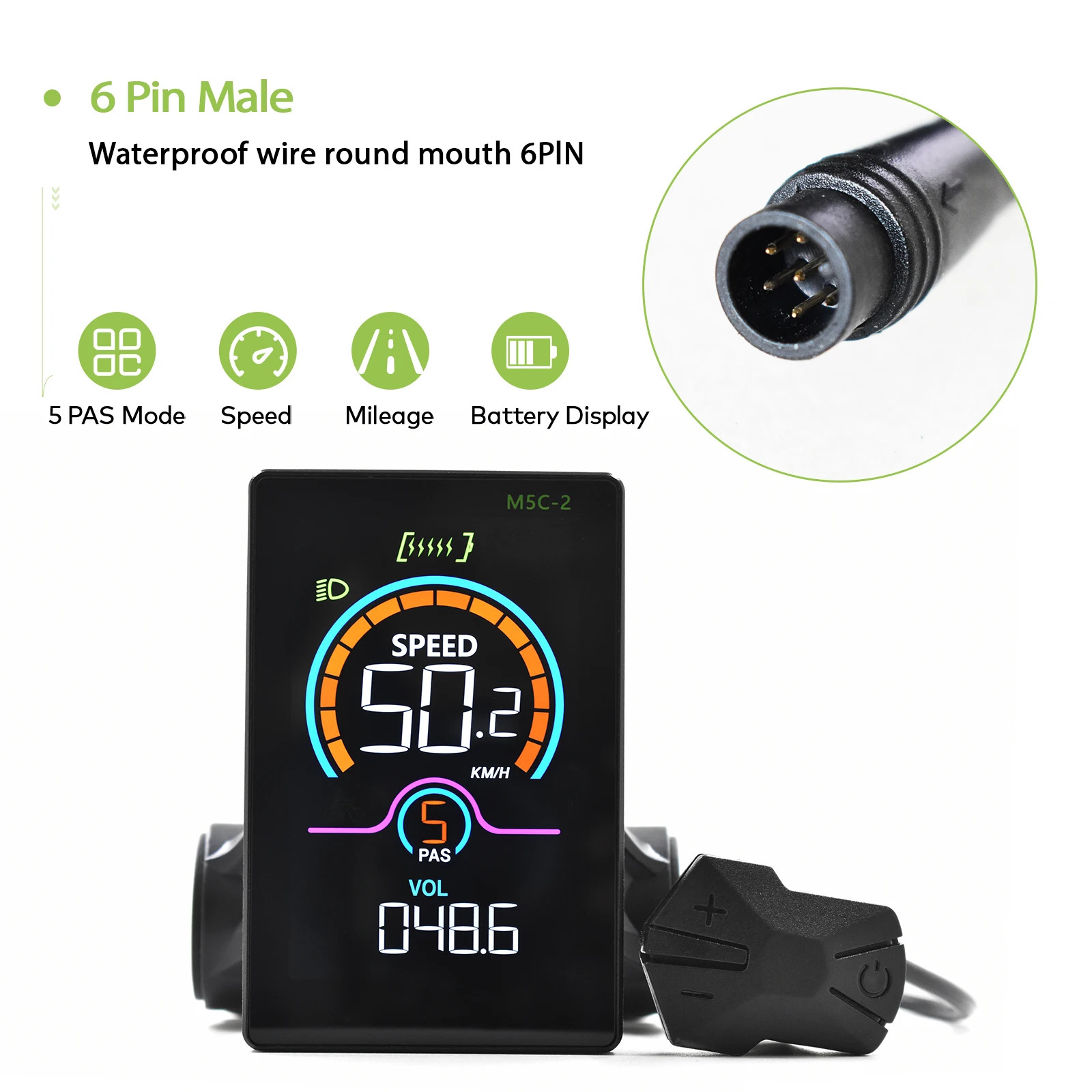 Electric Bike Computer Bluetooth Wired Digital Color LCD Display Vehicle Locking