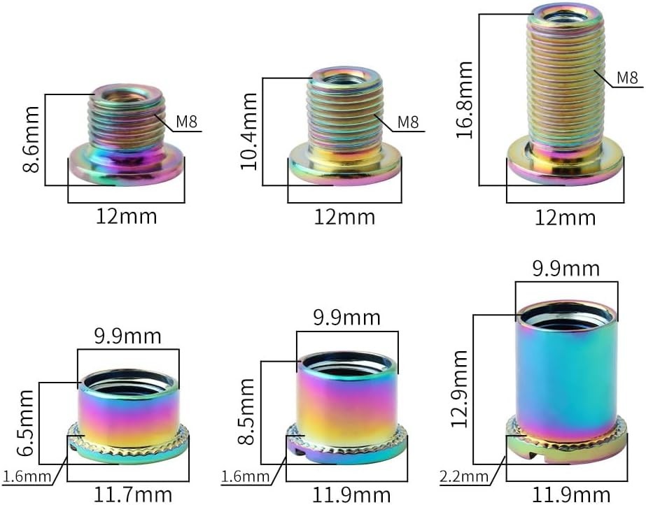 5 pcs for Each Colorful Single/Double/Triple Chainring Bolts Screws Disc Cran…