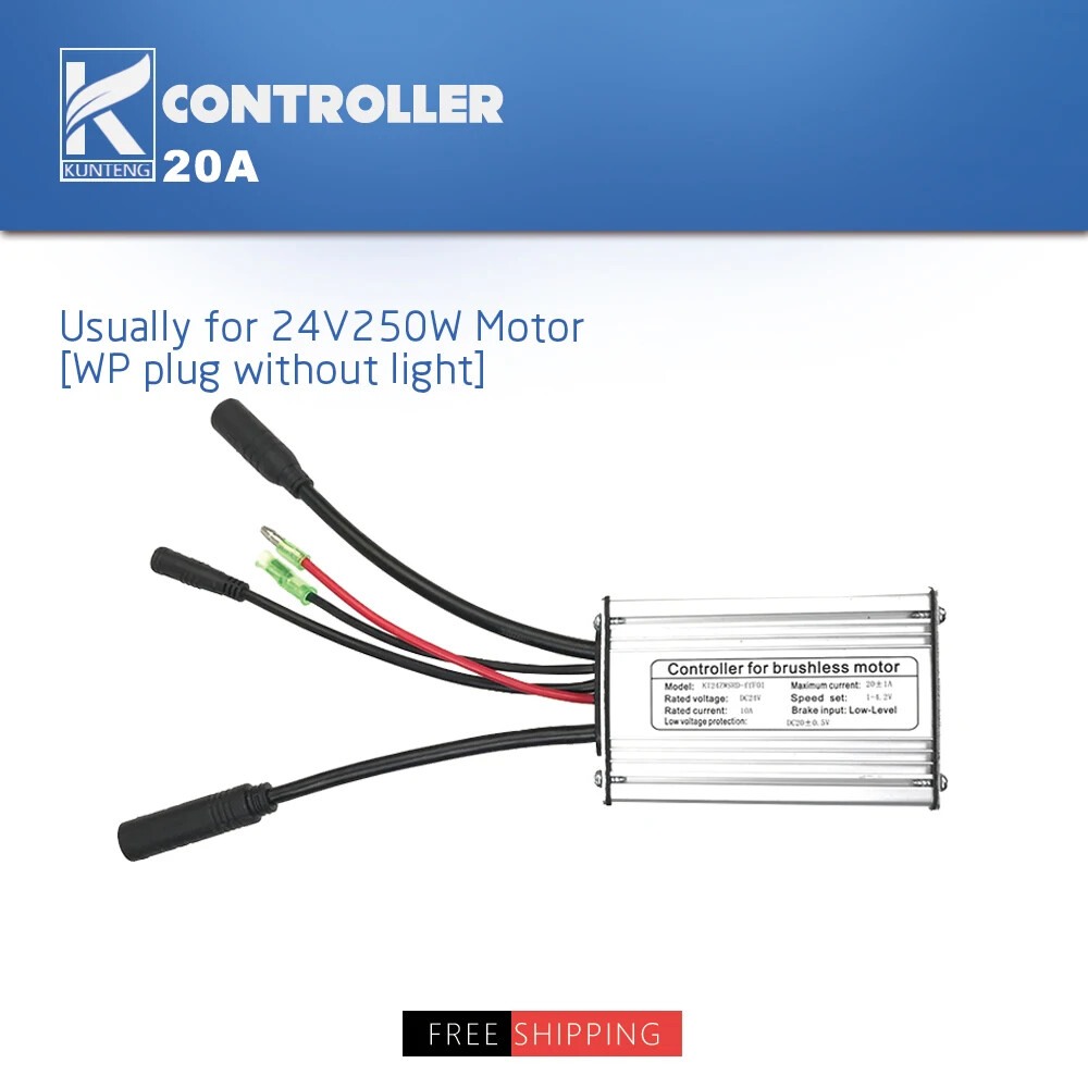 Electric Bicycle Kit Brushless Controller Square Wave 6 Mosfet 24V 250W 10A 20A