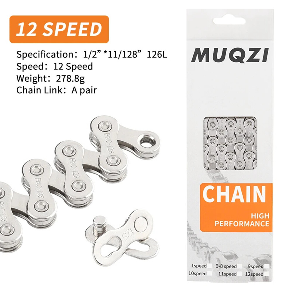 MUQZI 6/7/8/9/10/11/12 Speed Silver Steel MTB Road Bicycle Chain Shifter Chain