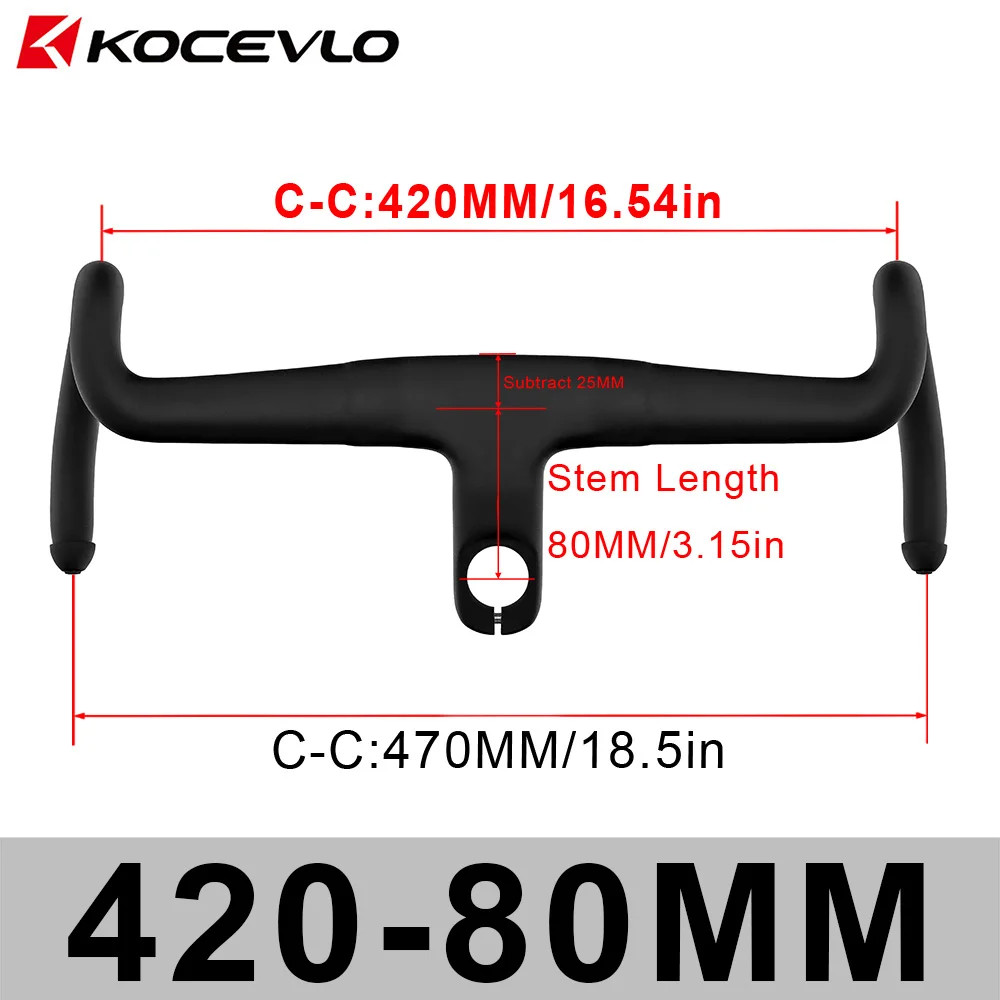 Gravel Bike Carbon Integrated Handlebar for 28.6mm with Spacers Internal Cables