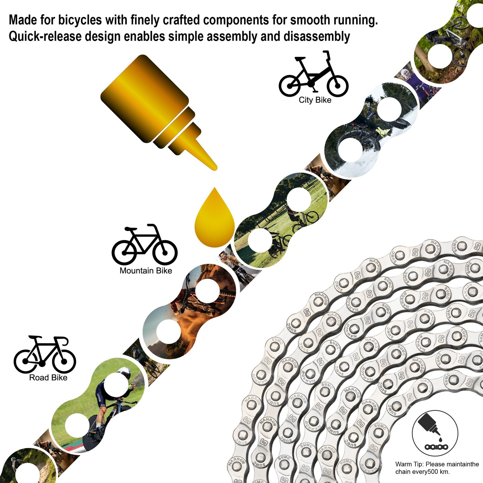 Bike Chain 6/7/8 Speed 126 Replacement Kit 126 Links