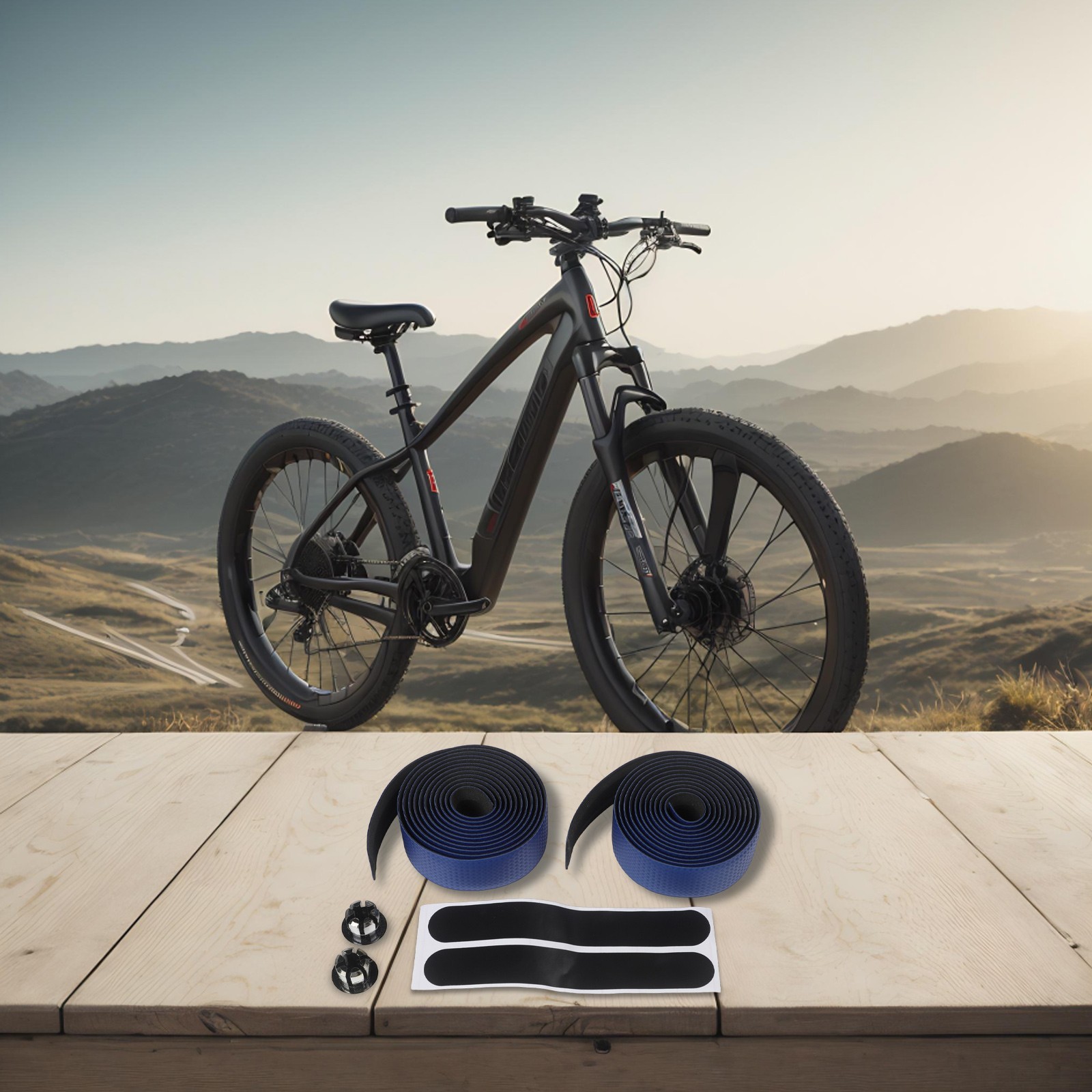 Carbon Fiber PU Leather Bike Handlebar Tape ?C Anti Slip Strap Belt Set