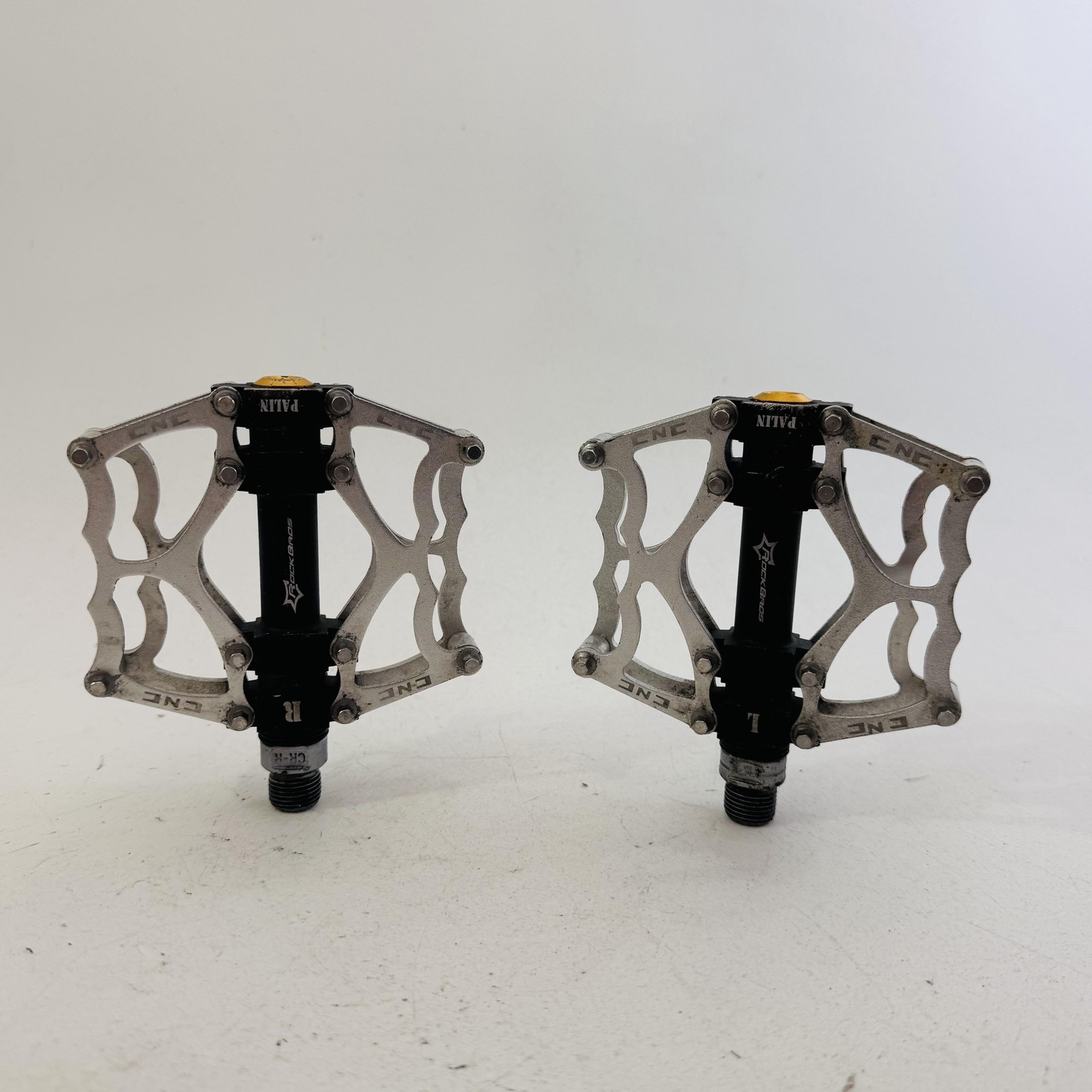 RockBros Palin Platform Bike Pedals Silver Black 9/16 In Flat MTB BMX CNC A80