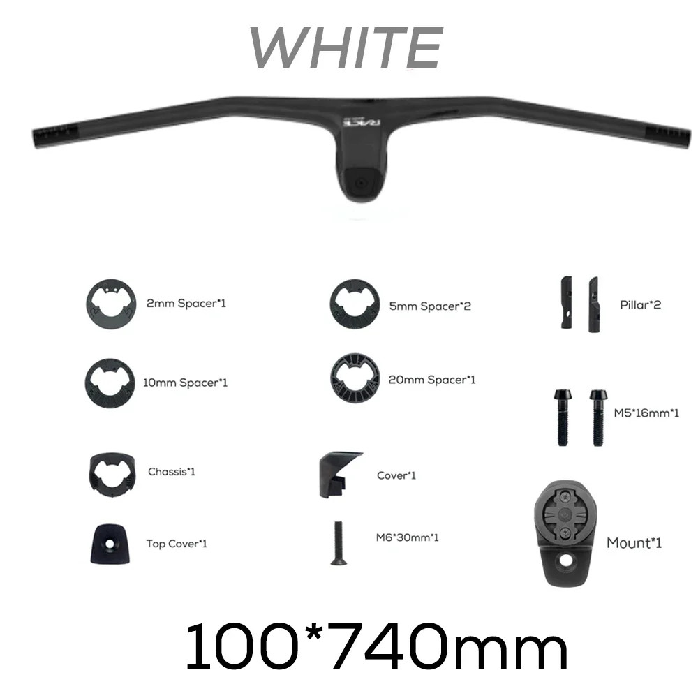Carbon Fiber XC Mountain Bike Integrated Cockpit -20 Degree 740mm Flat T-Bar