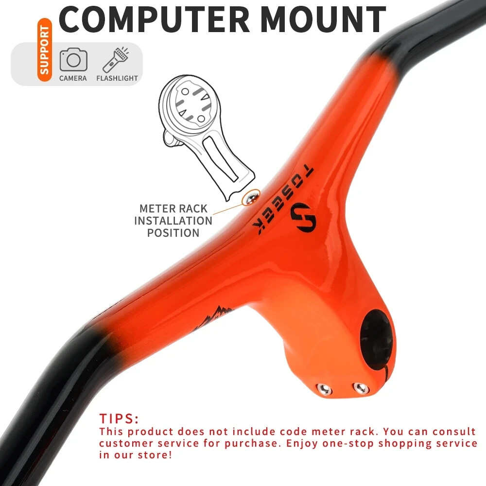 Carbon Fiber MTB Bike Integrated Handlebar and Stem Angle -10° Bicycle Parts