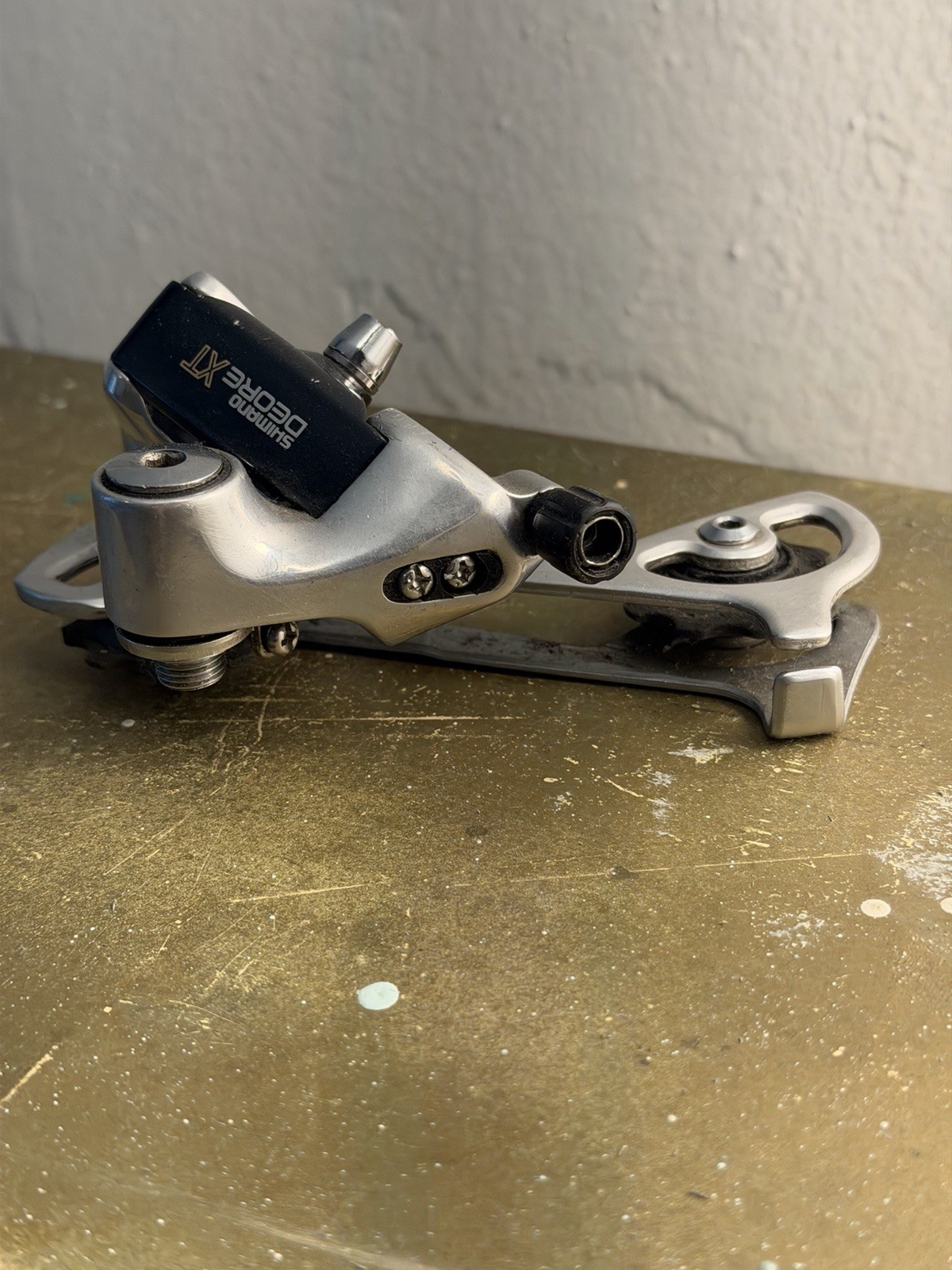 Vintage Shimano Deore XT RD-M735 Rear Derailleur Long Cage Silver Japan MTB