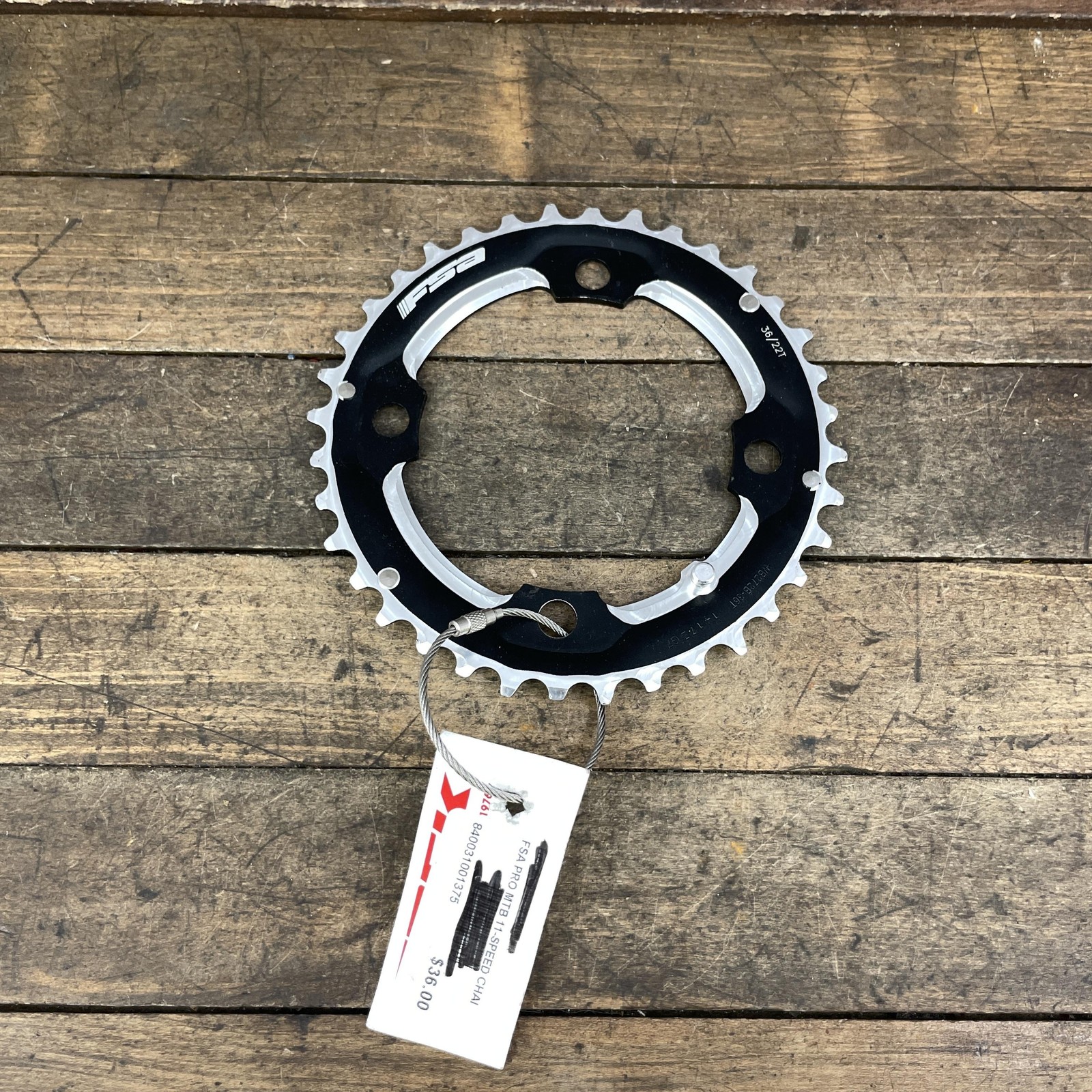 FSA Chainring 36t 104 BCD 4-Arm M11 D10 Black Alloy MTB Bike 36 Tooth WB272B