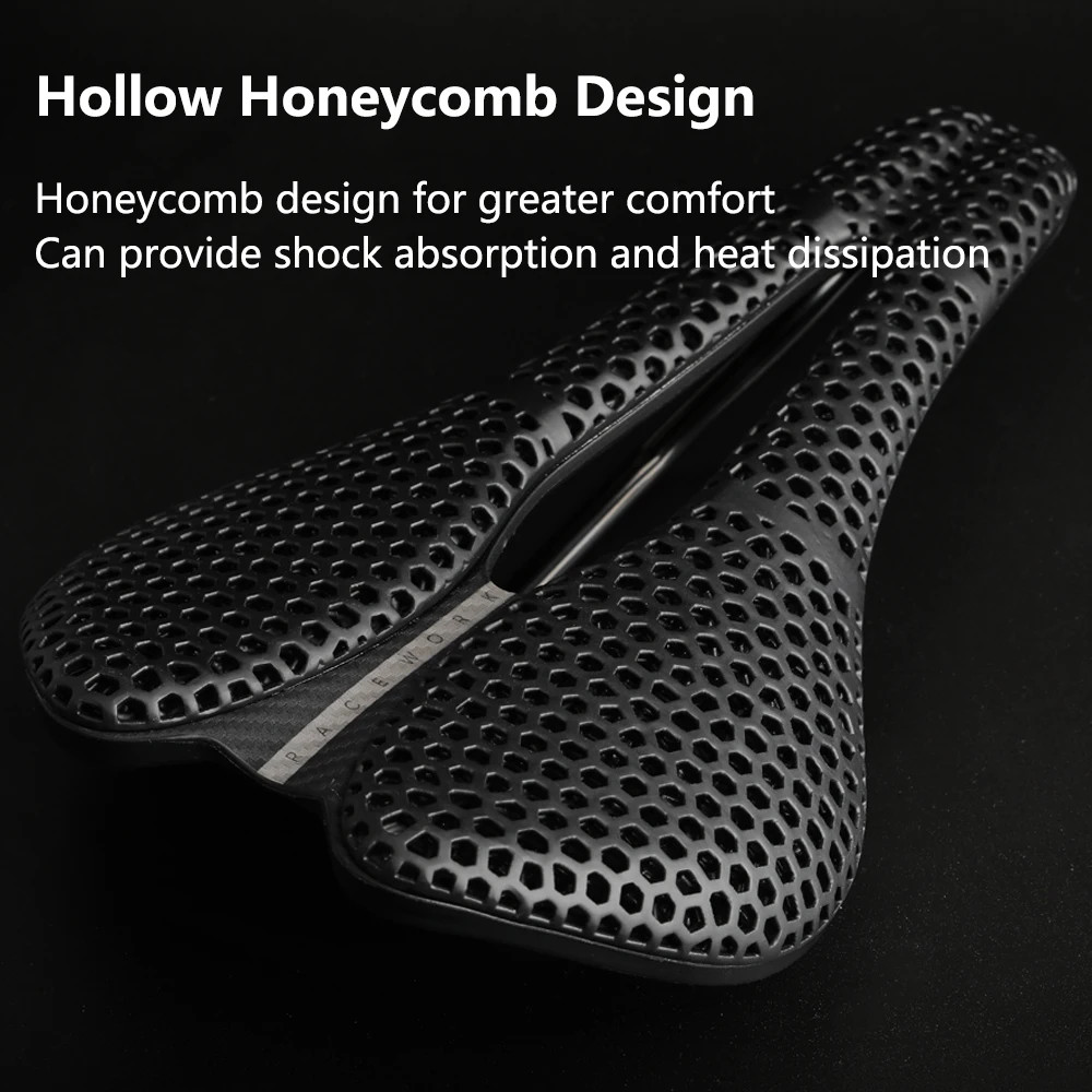 RACEWORK 3D Printed Bike Saddle Short Nose 250x150mm Road MTB Gravel Ultralight