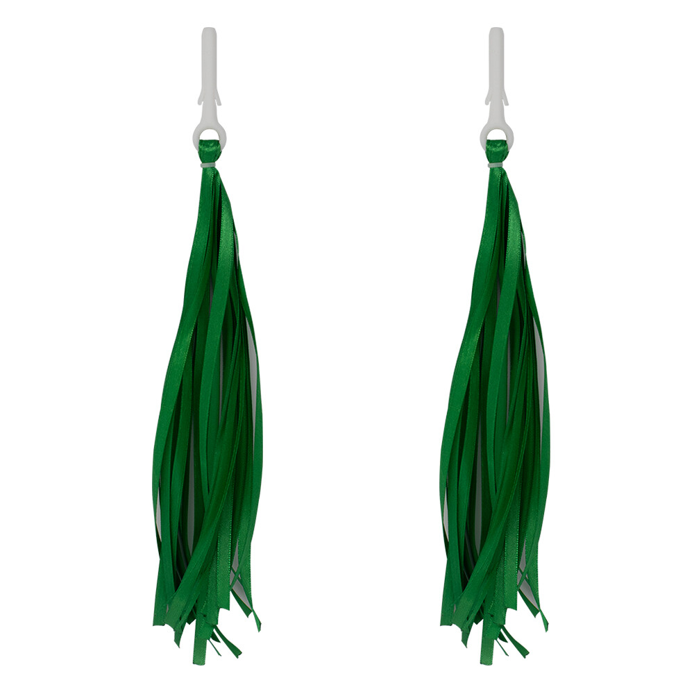 Bicycle Bike Ribbon Tassel Streamers Pom Pom for Cruisers Grips Dark Green