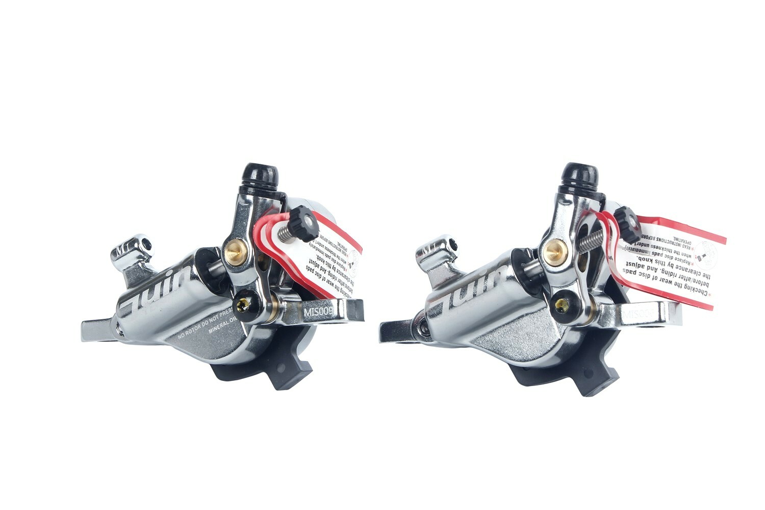 Juin Tech M1 Mountain eBike Bicycle Hydraulic Disc Brake Calipers w/rotors Gray