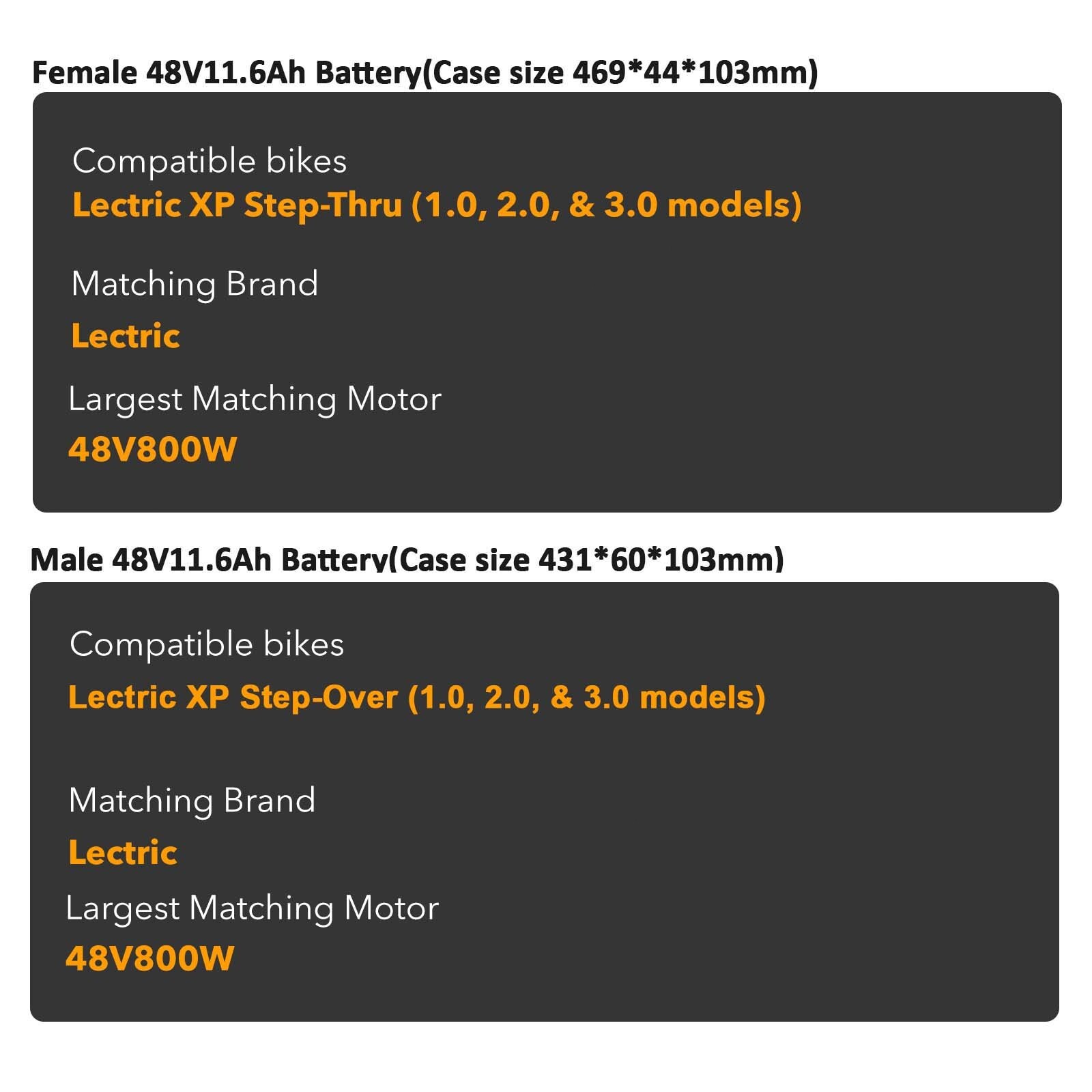 48V11.6Ah Lectric Ebikes Battery Lectric XP,XP Lite,Lectric XP Step-Thru Battery