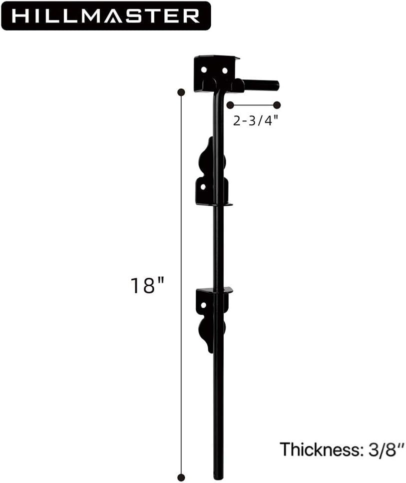 18in Heavy Duty Black Steel Cane Bolt for Wood & Metal Gates – 9 Piece Set