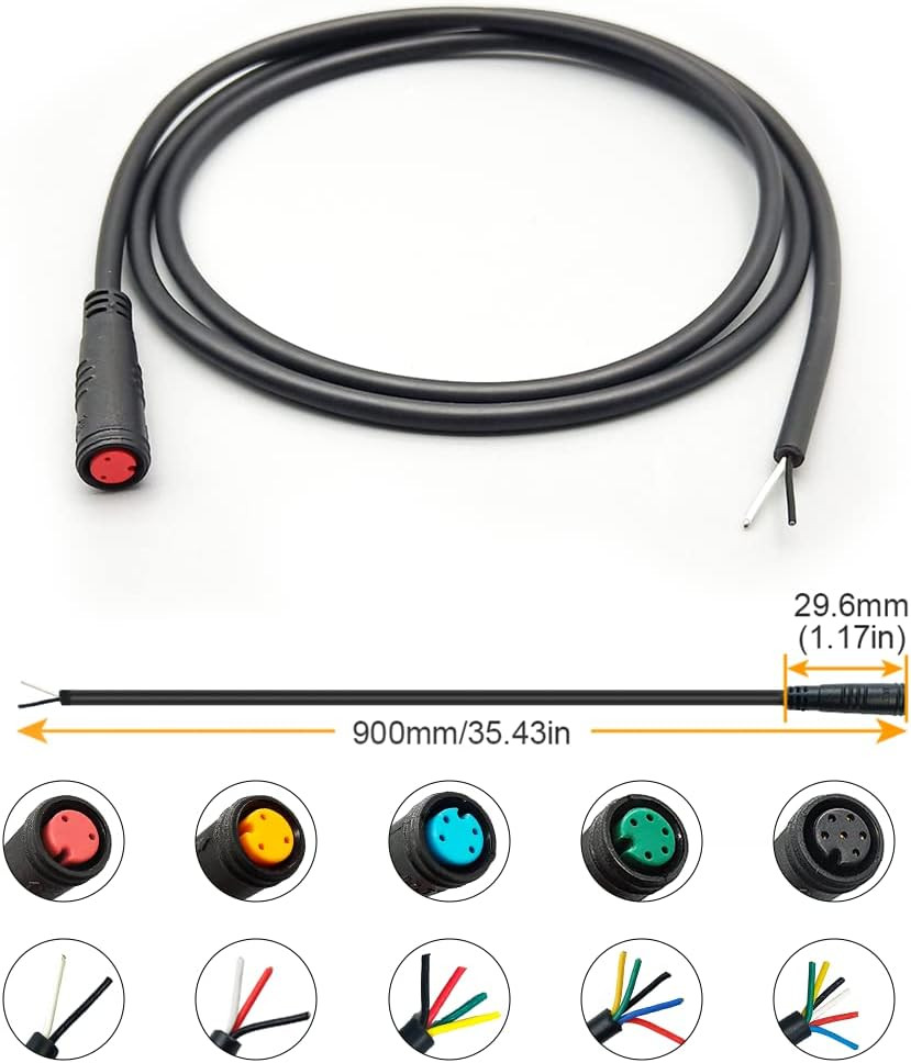 Ebike Extension Cable 2Pin/3Pin/4Pin/5Pin/6Pin Julet Female/Male Single Head DIY