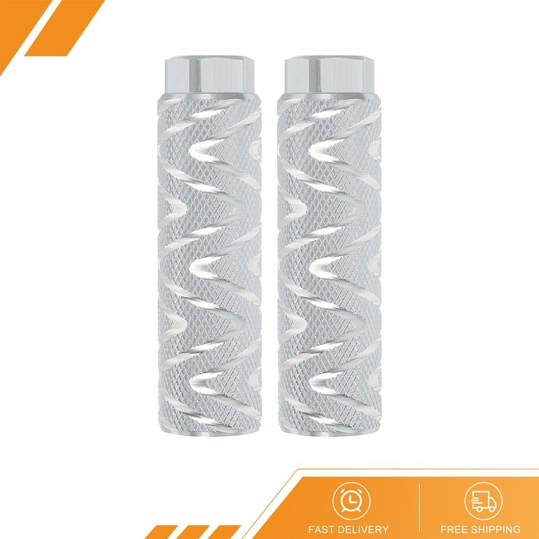 2 Pack – Aluminum Alloy Bike Pegs Anti-Skid Fit 3/8 Inch Axles with Stripe White