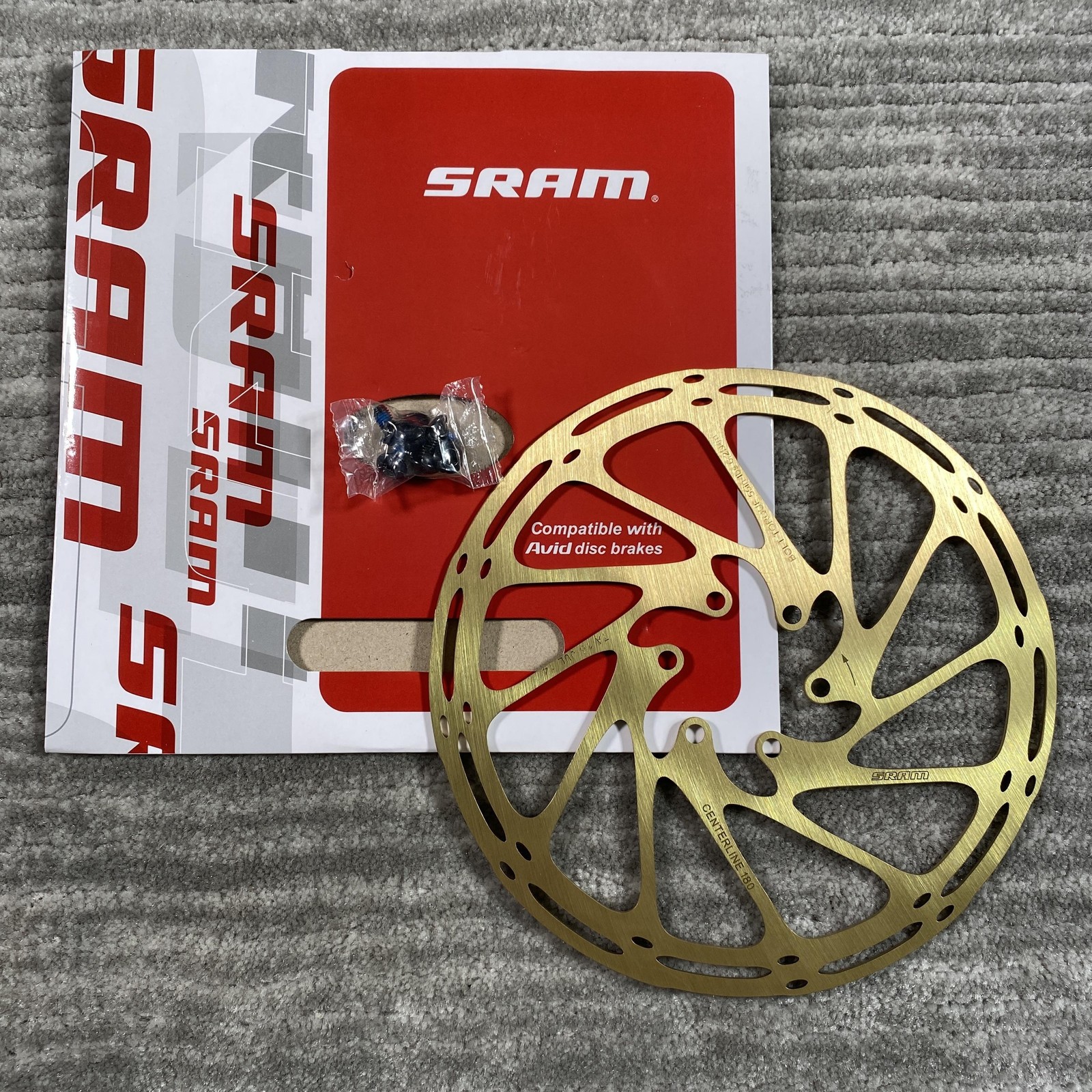 SRAM CenterLine Disc Brake Rotor 180mm 6-Bolt Gold Steel MTB Road Bike