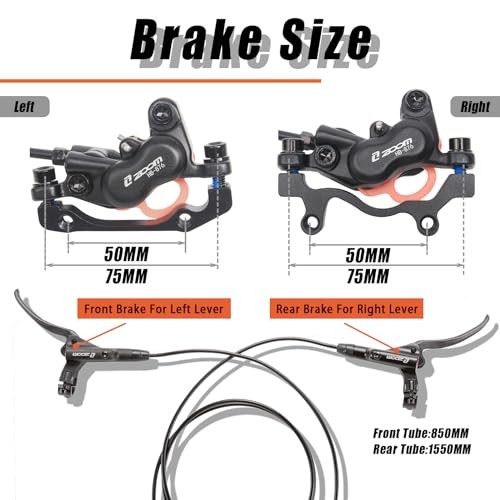Zoom MTB 4 Piston Hydraulic Disc Brakes Set, Left Front 850mm Right Rear only