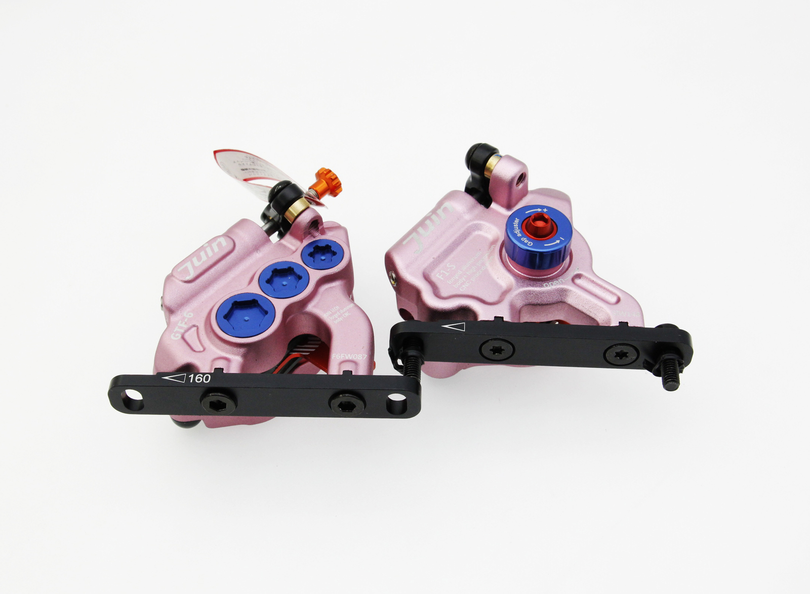 Juin Tech GTF6 Cyclocross Bike 6-Piston Hydraulic Brake Caliper Set Pink