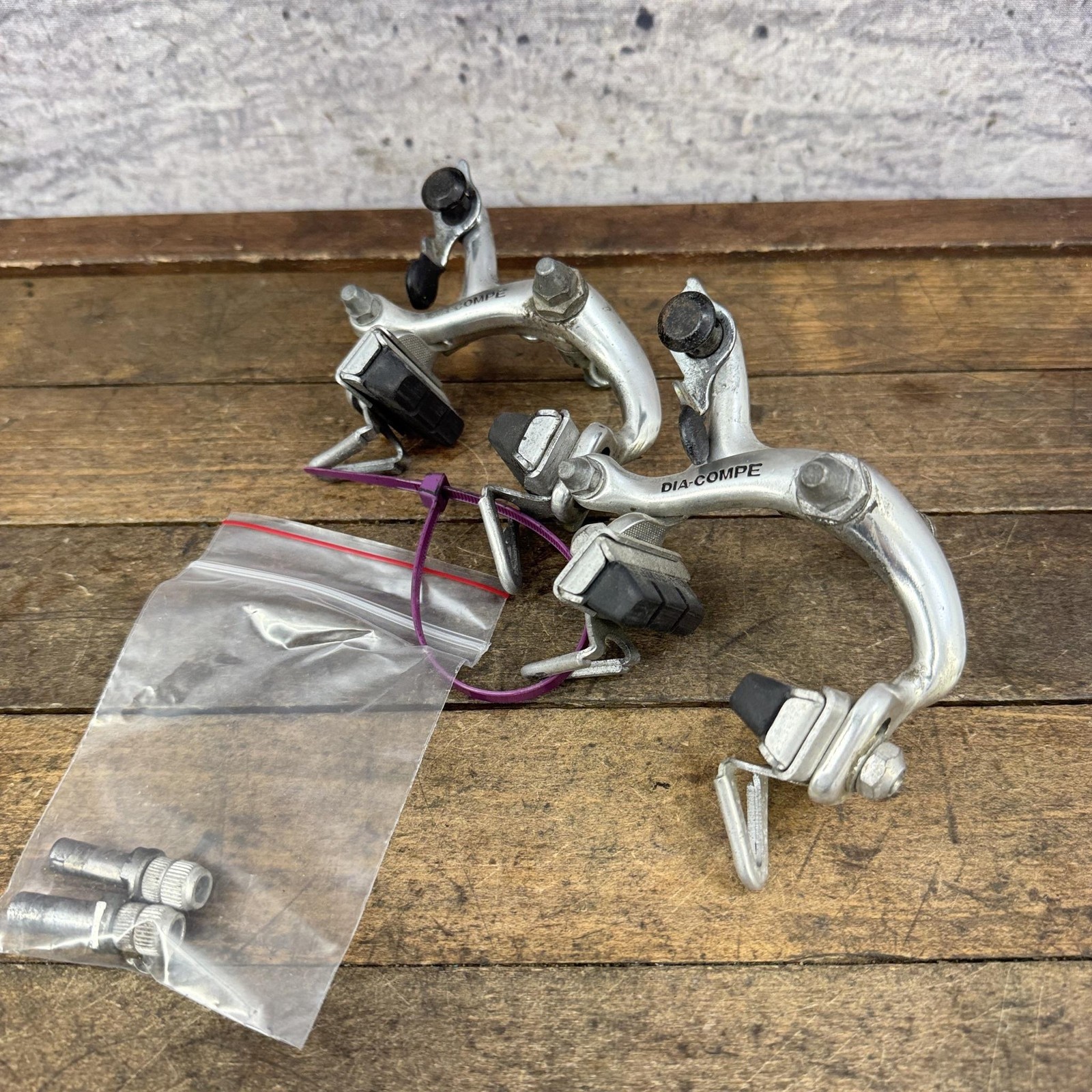 Vintage Dia Compe 400 Caliper Brakes Set Recessed Side Pull Road 80s Bike Japan