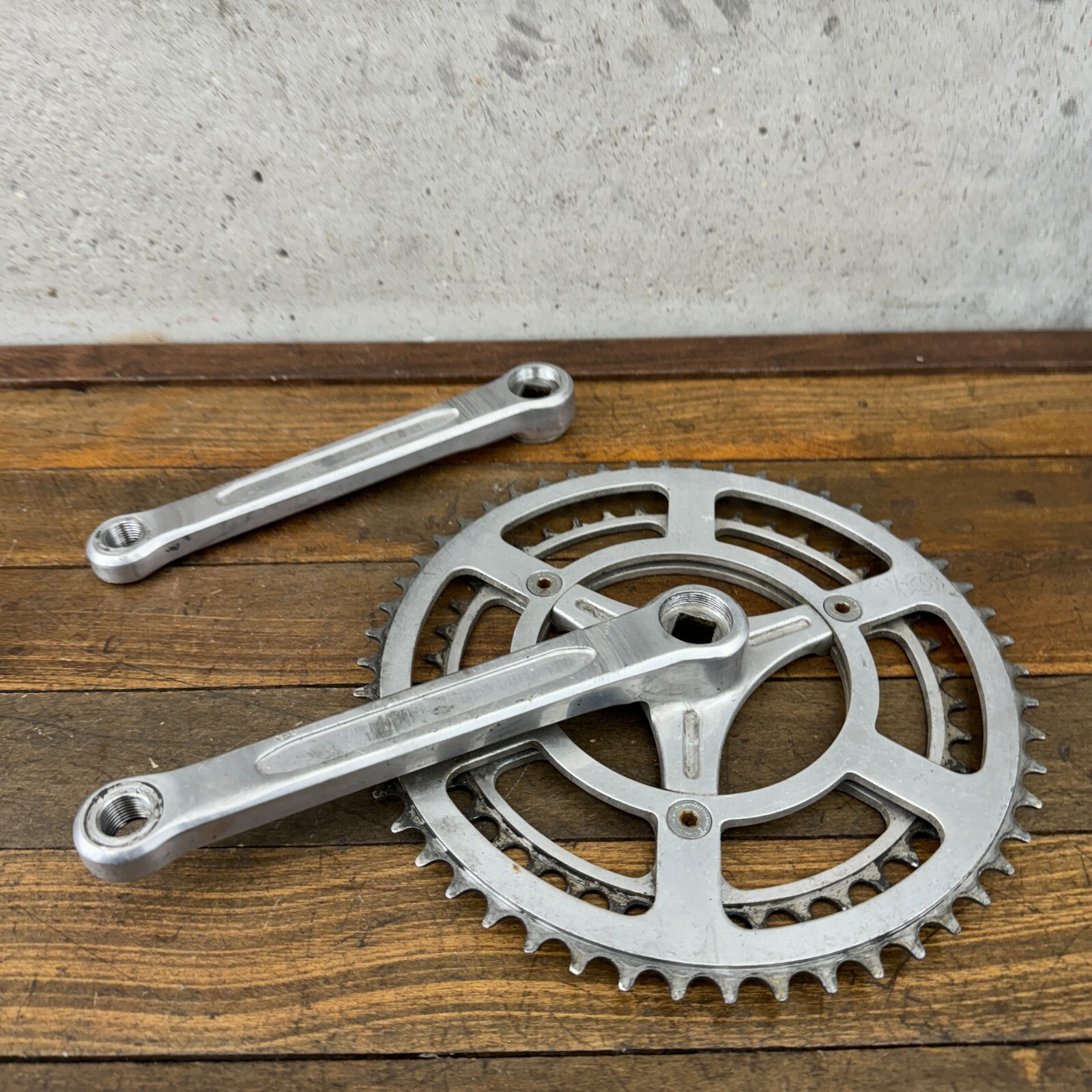 Vintage TA Professional Crank Set 170 mm 3 Arm 1970s France Eroica 3 Hole Alloy