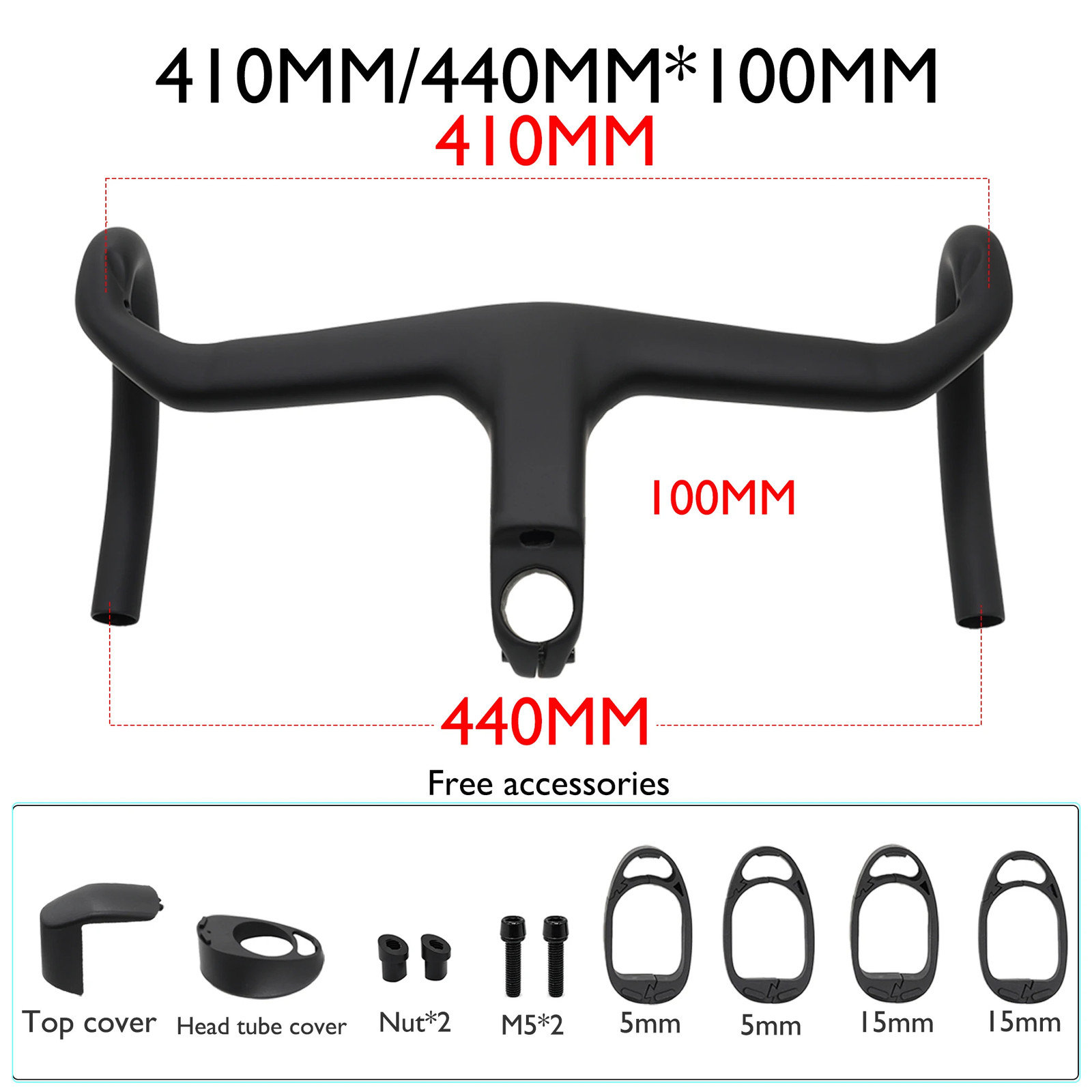 Full Carbon Integrated Road Bike Handlebar 28.6mm 350-410mm Aero Drop Handlebar
