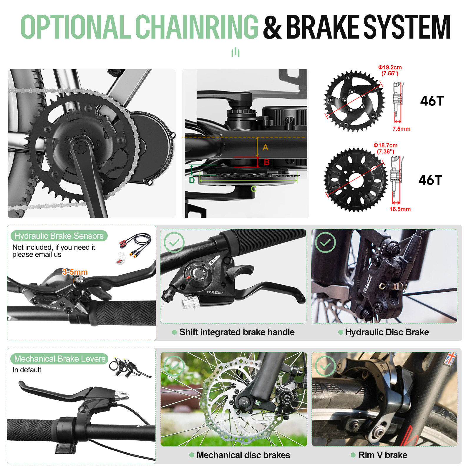 48V 1000W Bafang Mid Drive Motor Kit BBS03 Electric Bike Conversion Motor Kit US