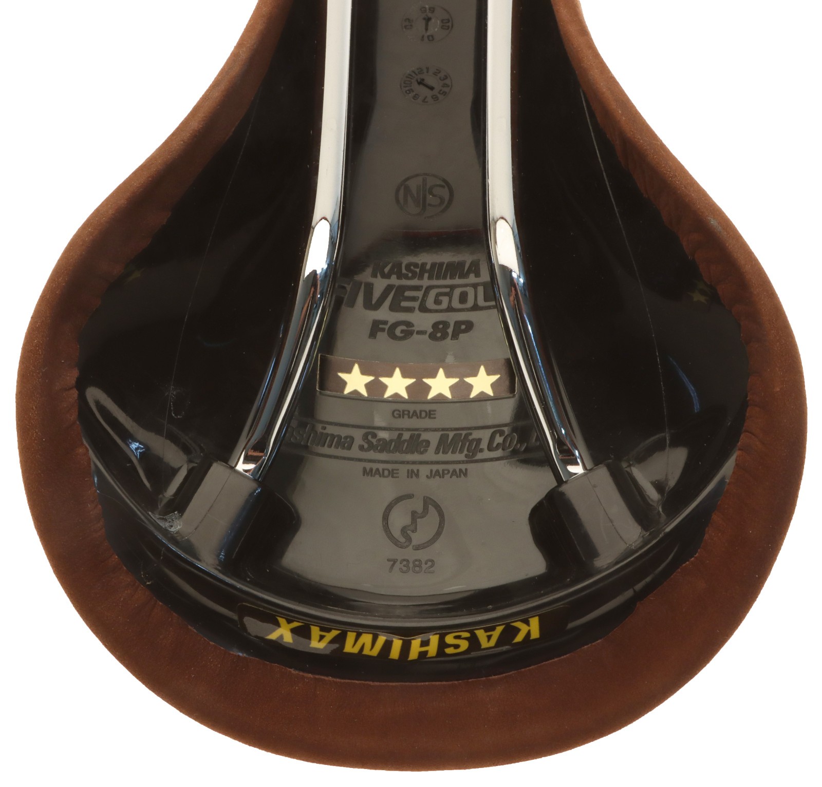 Kashimax Five Gold 8PE Saddle NJS 30mm Rails Brown Suede Leather /w Logo NEW NOS