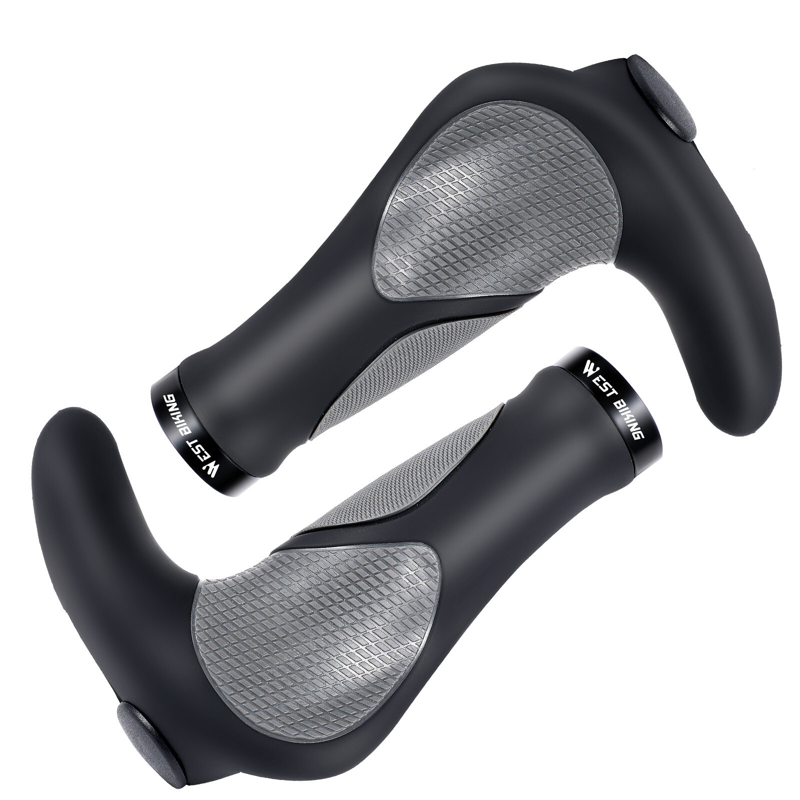 WEST BIKING Bike Grip Lock-on Rubber Ergonomic Bicycle Handlebar Bar Ends Plugs