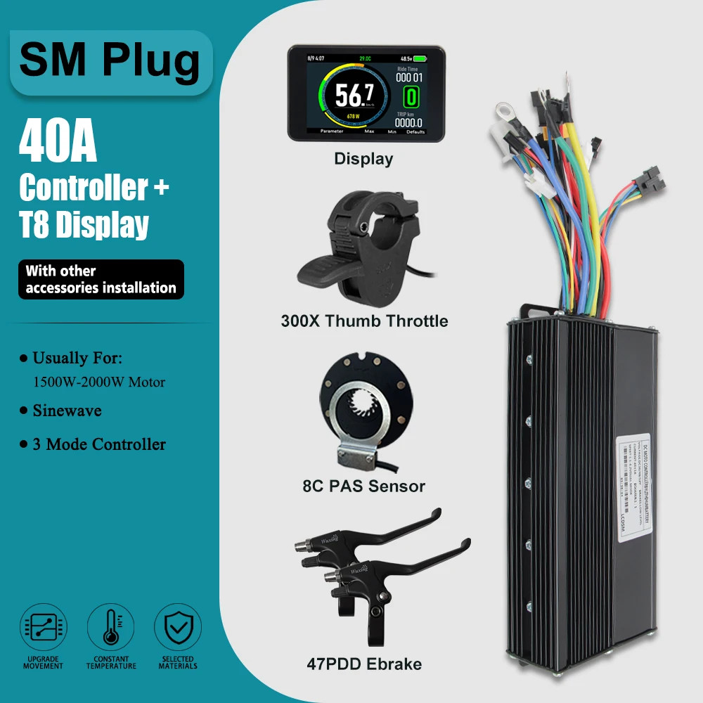 E-bike 17-60A Three-Mode Sine Wave Controller and Learning Function LCD Display