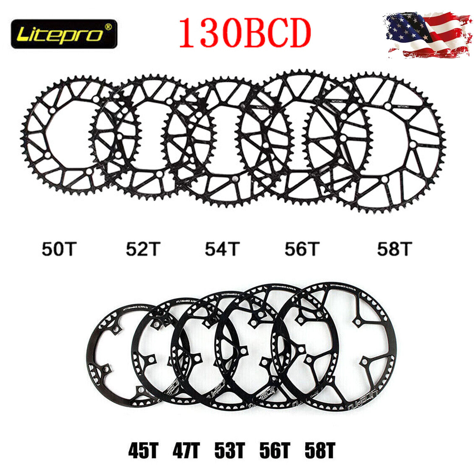 Litepro 130BCD Folding Road Bike Chainring 47-58T Bicycle Chain Wheel Crankset