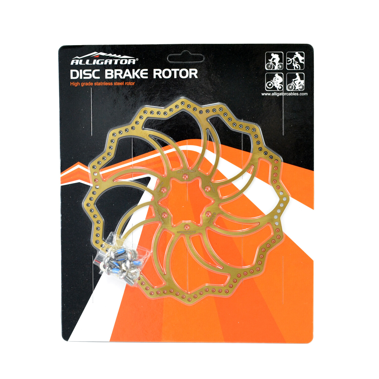 ALLIGATOR STARLITE MTB Road Bike Disc Brake Rotor 180mm , Ti Gold