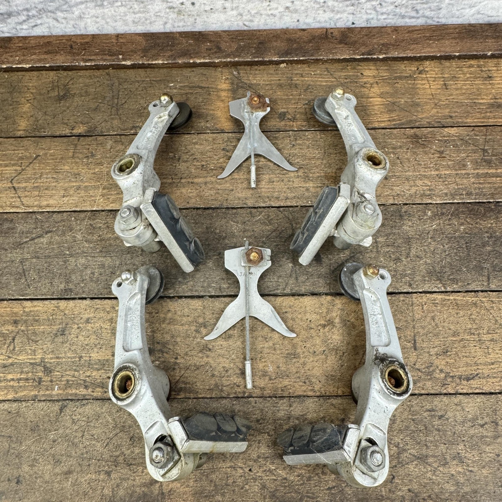 Vintage Suntour Roller Cam System Brake Set Front Rear Silver MTB Japan 80s MTB