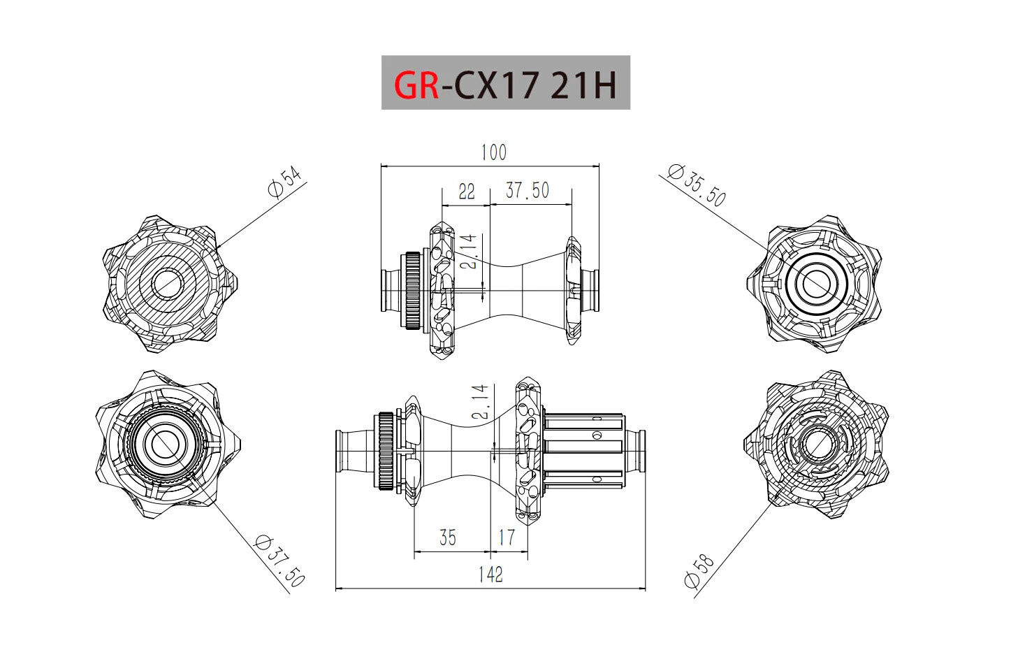 Bicycle Hub 2:1 Straight Pull Spoke 21/24Holes Center Lock 8 9 10 11 12 Speed