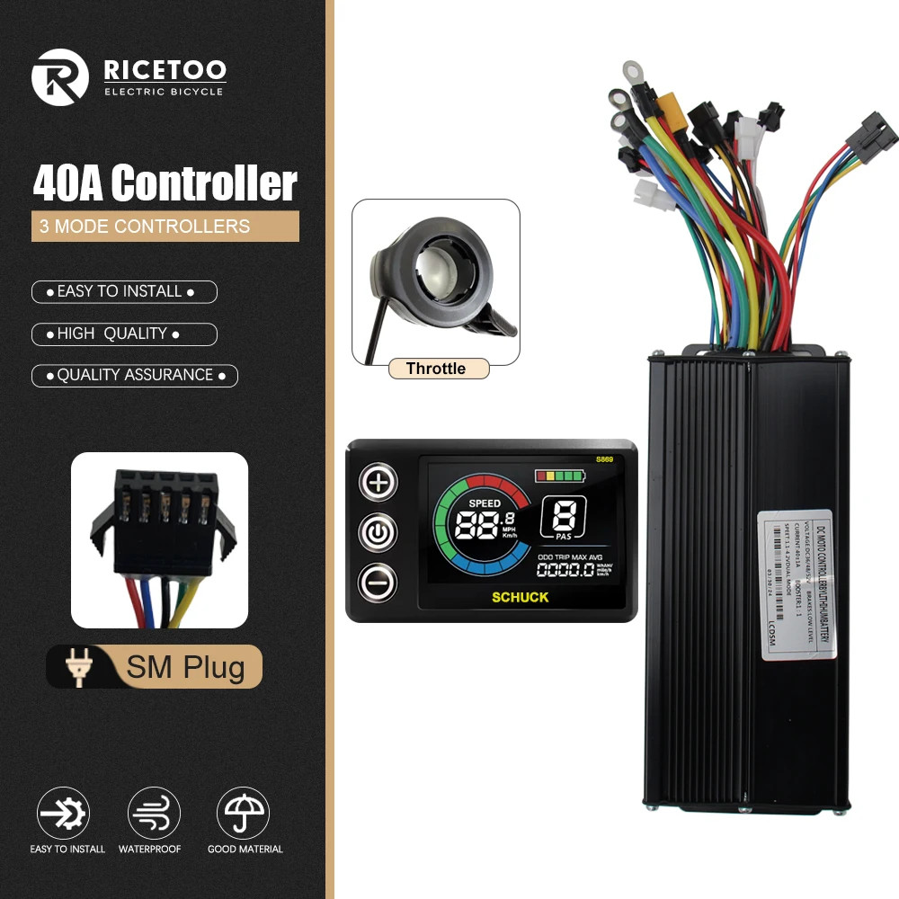 Three-Mode Ebike Controller 17-40A 36/48V 350-1000W S866 LCD Learning Function