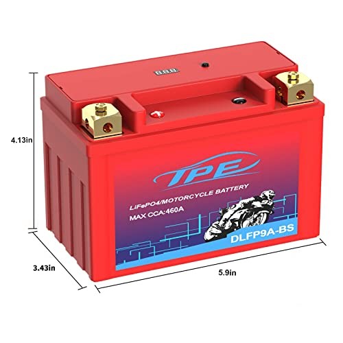12V Lithium Motorcycle Battery YTX9A-BS 4AH 460CCA with Smart BMS & 9A-4AH-RED
