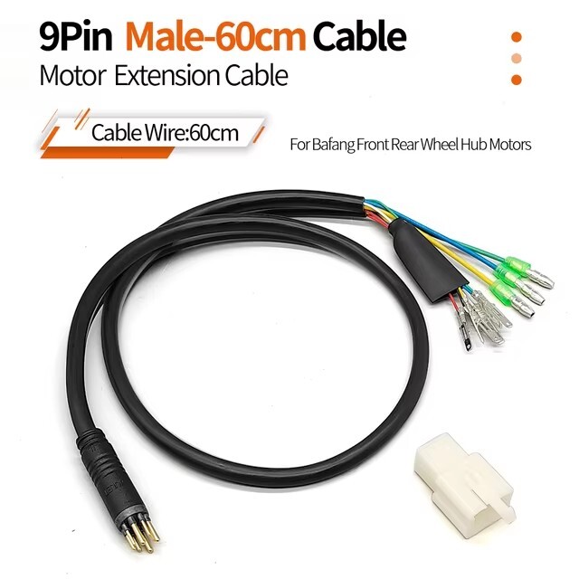 E-bike Electric Bicycle Hub Motor Extension Cable 9 Pin Male Female 90/130/160cm