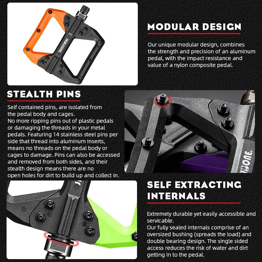 Mountain Bicycle Flat Pedal Modular Composite Sealed Bearing Road Bike Pedals