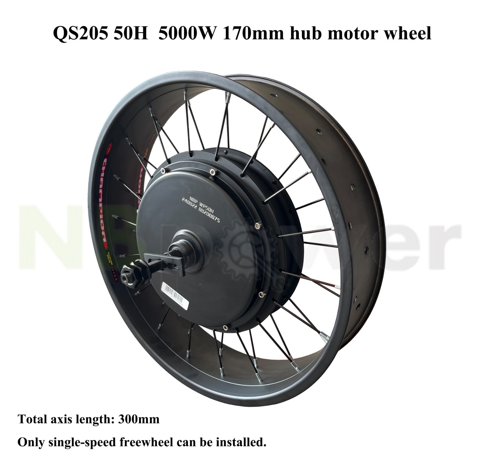 US stock:QS205 48-72V 5000W 170/190mm 50H BLDC hub motor wheel with tire.