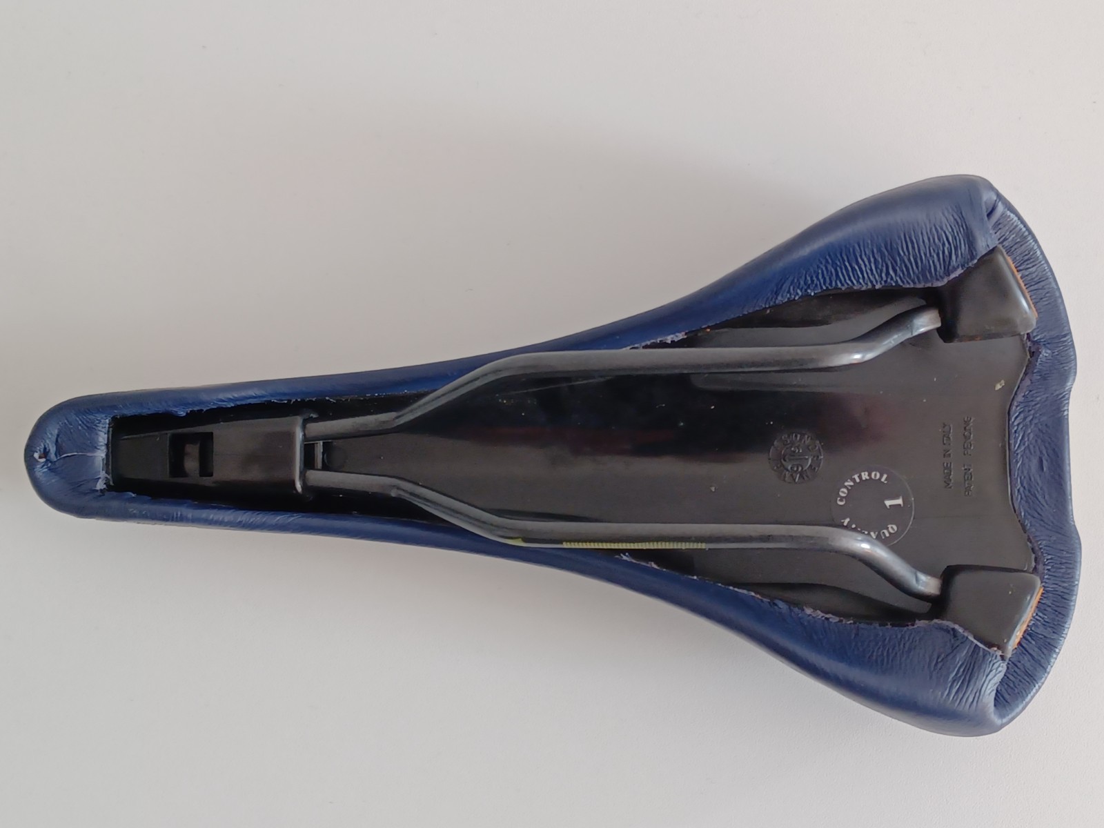 Selle Italia1999 Max Flite Eddy Merckx embroidery blue leather padded saddle NOS
