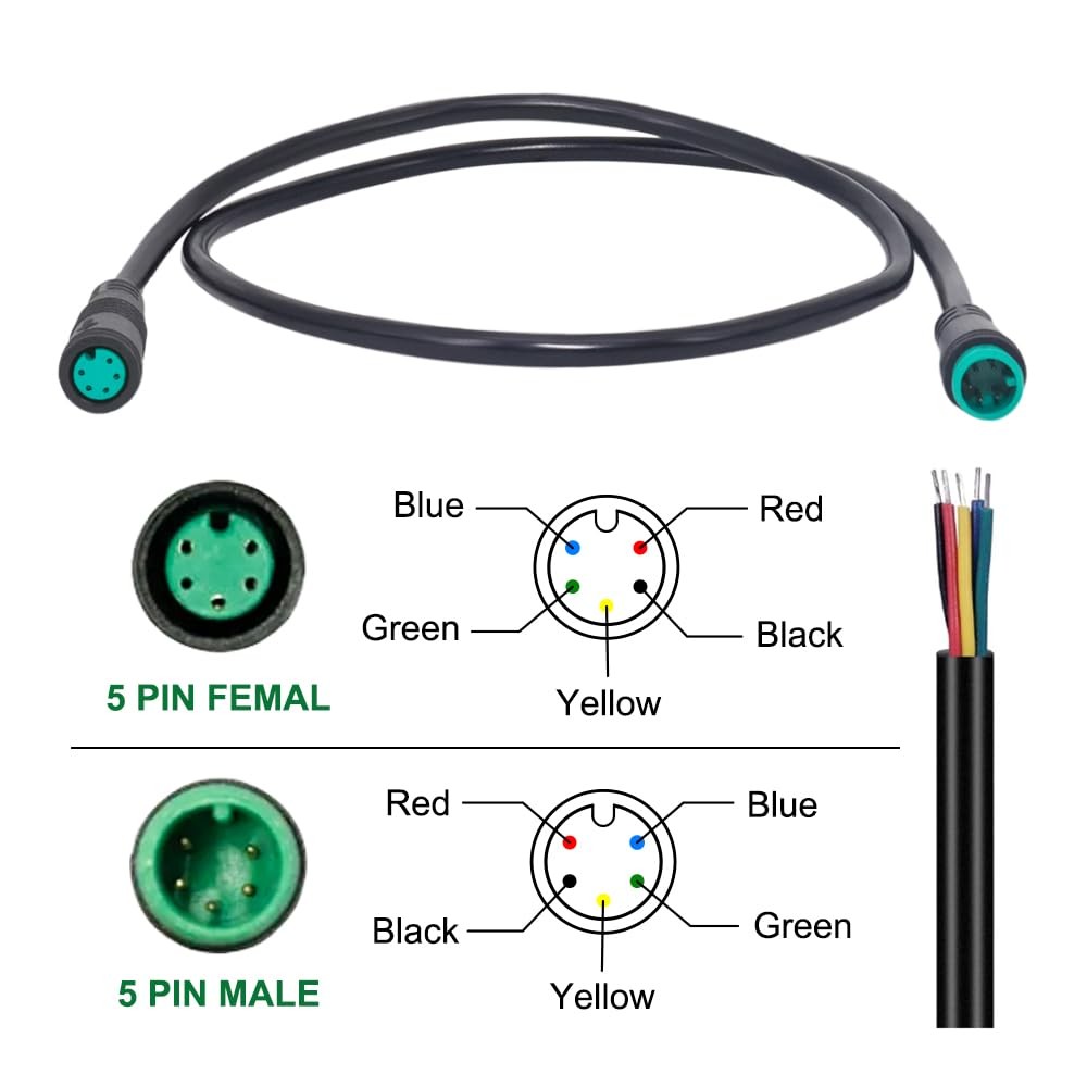 Ebike Extension Cable for Bike Gear , Waterproof Connector 2 Pin / 3 Pin / 5 …