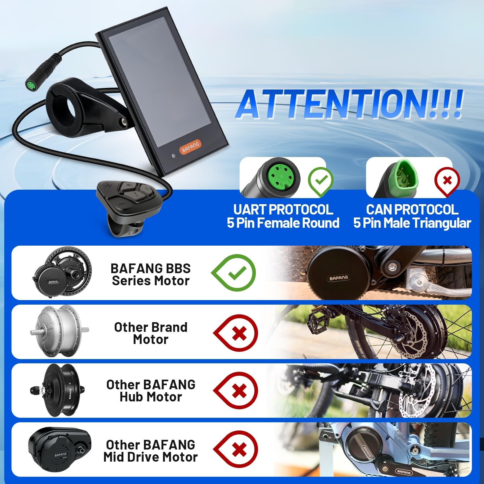 BAFANG Ebike Display DPC18 for BBS01B BBS02B BBSHD UART Version Mid Drive Mot…