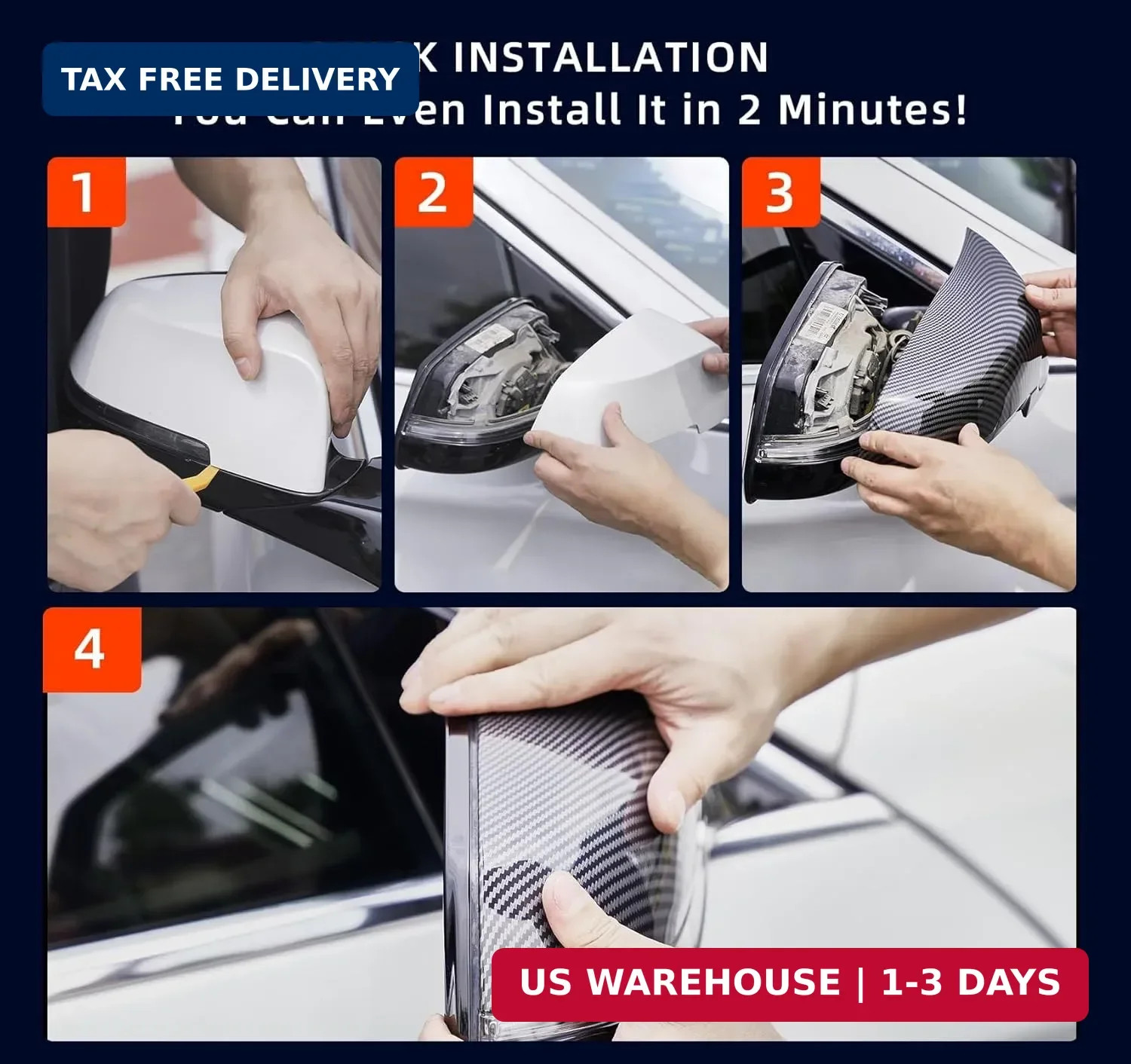 Mirror Caps for F10 – Durable Quality Carbon Fiber Look, Mirror Covers Compatibl