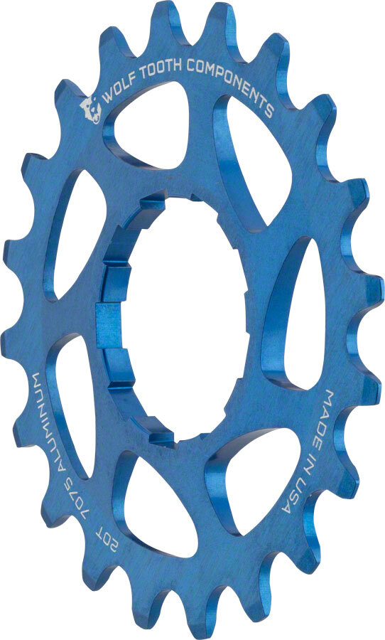 Wolf Tooth Single Speed Aluminum Cog – 20t, Compatible with 3/32″ Chains, Blue