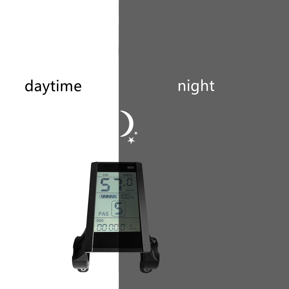 EBike 24V 36V 48V E-Bike S830 LCD Display Screen Control Meter Panel SM Plug.