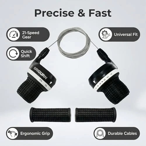 3×7 Speed Bike Shifter Set, 21 Speed Twist Grip Gear Shifters with Cables & Hand